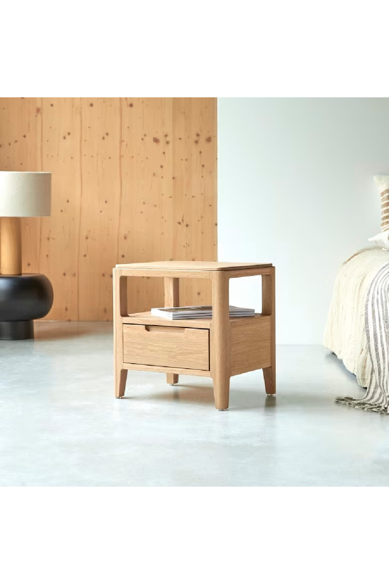 Solid Oak Bedside Nightstand| Tikamoon Arto | Oroatrade.com