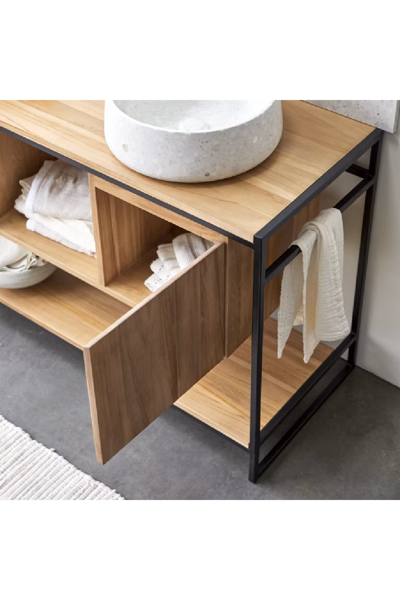 Metal Framed Teak Vanity Unit | Tikamoon Michal | Woodfurniture.com 