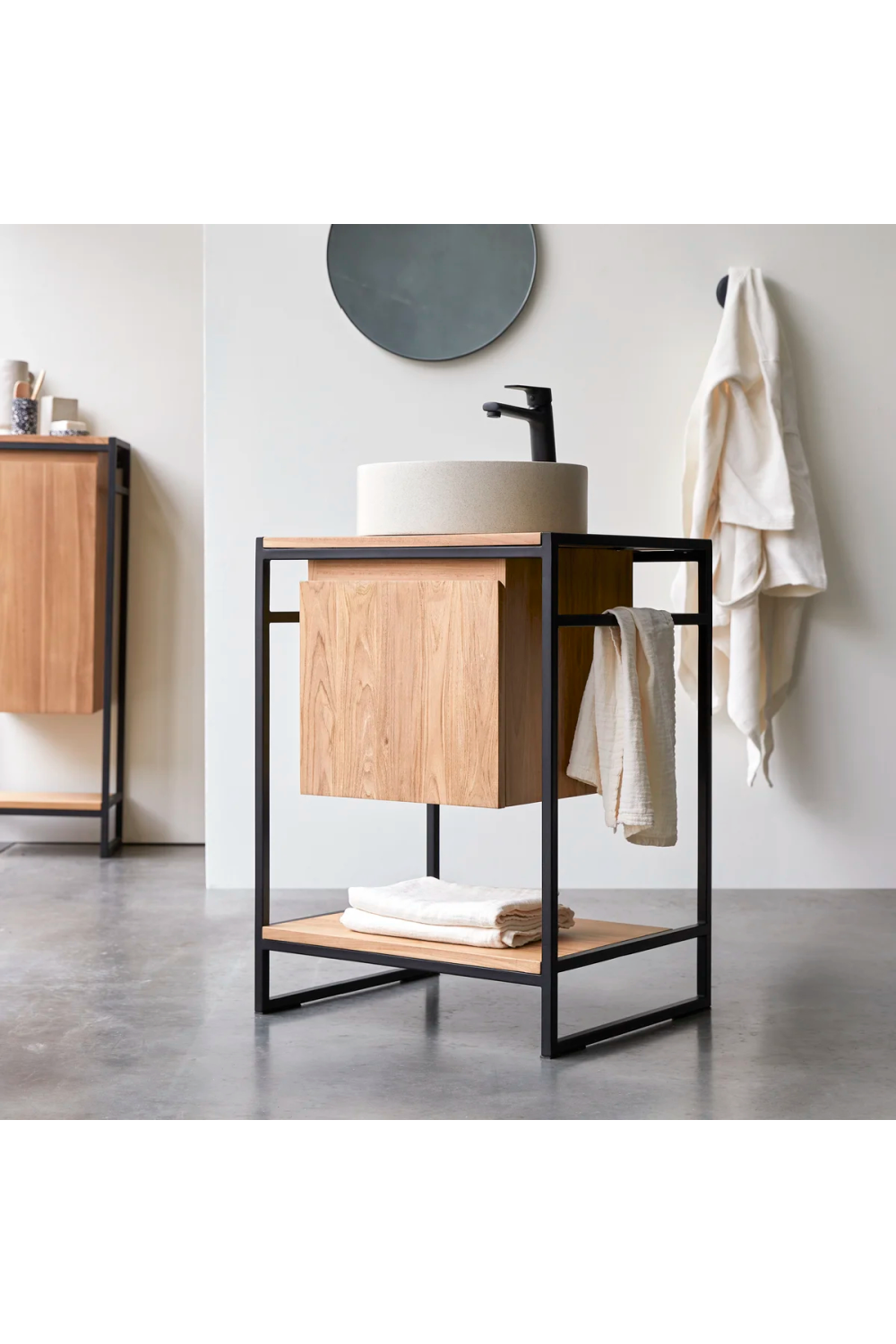 Metal Framed Teak Vanity Unit | Tikamoon Michal | Woodfurniture.com