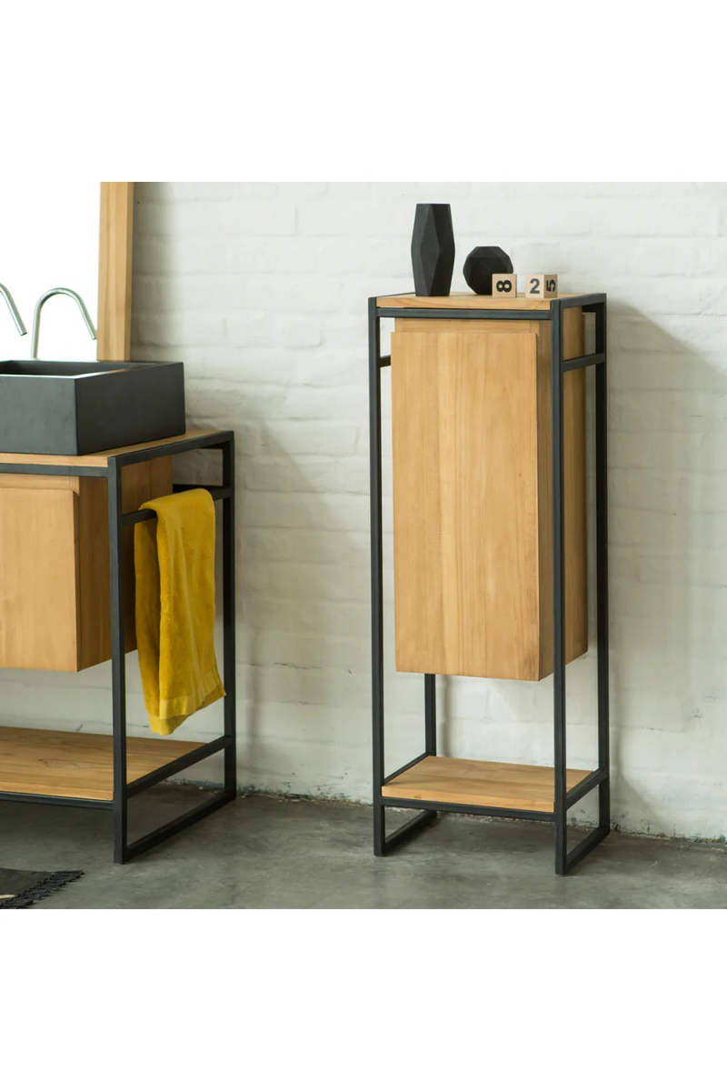 Metal Framed Teak Bathroom Cabinet | Tikamoon Michal | Woodfurniture.com