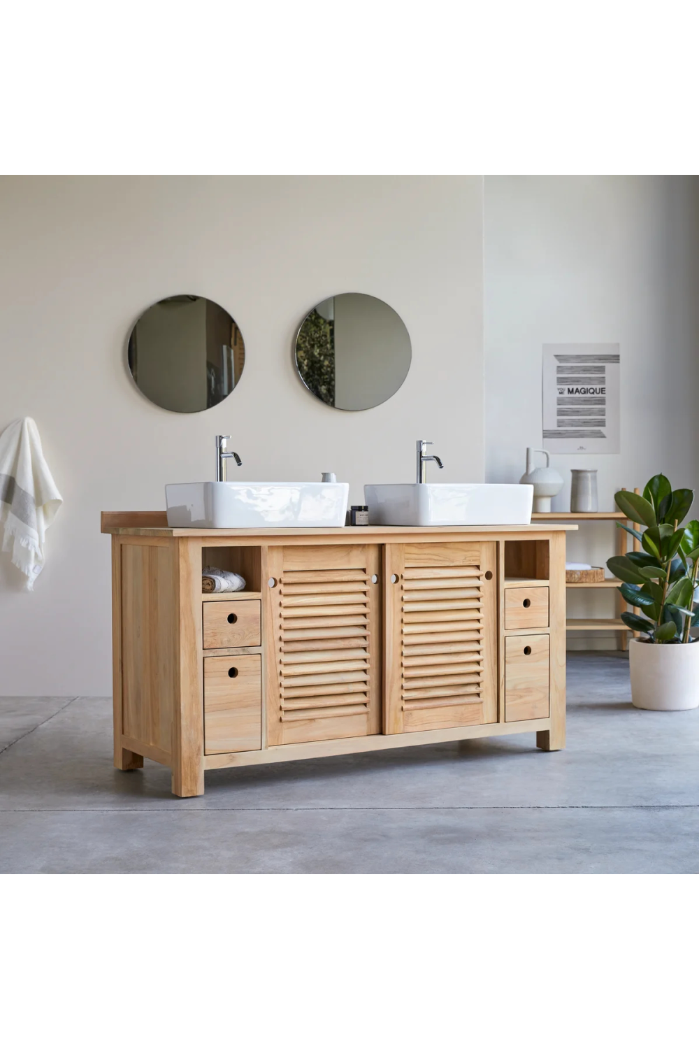 Teak Modern Vanity Unit | Tikamoon Coline | Woodfurniture.com