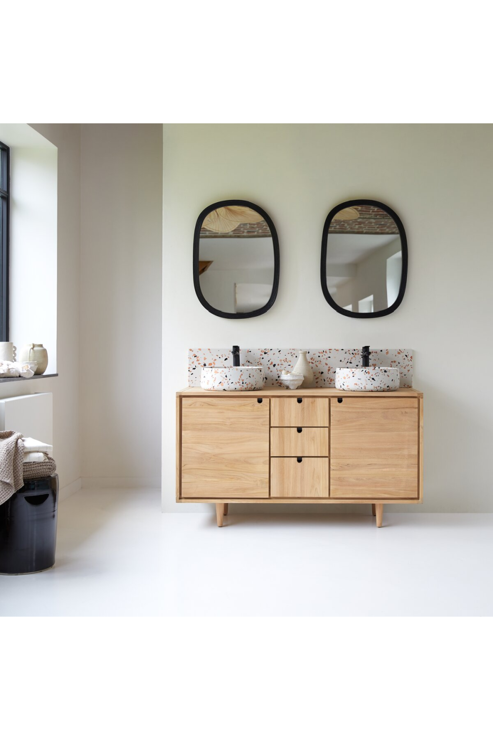 Teak Double Bathroom Vanity | Tikamoon Jonak | Woodfurniture.com