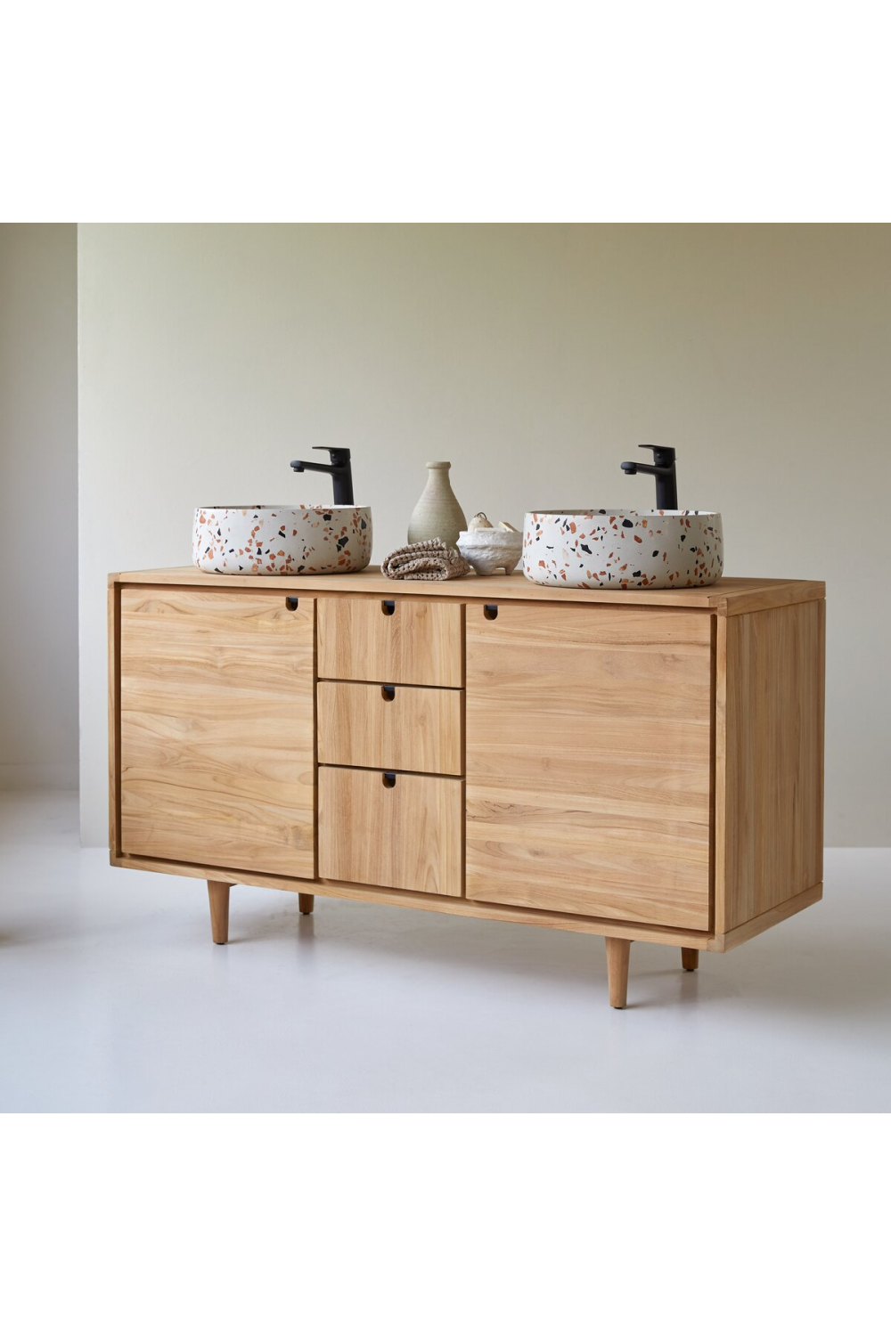 Teak Double Bathroom Vanity | Tikamoon Jonak | Quality Wood Furniture