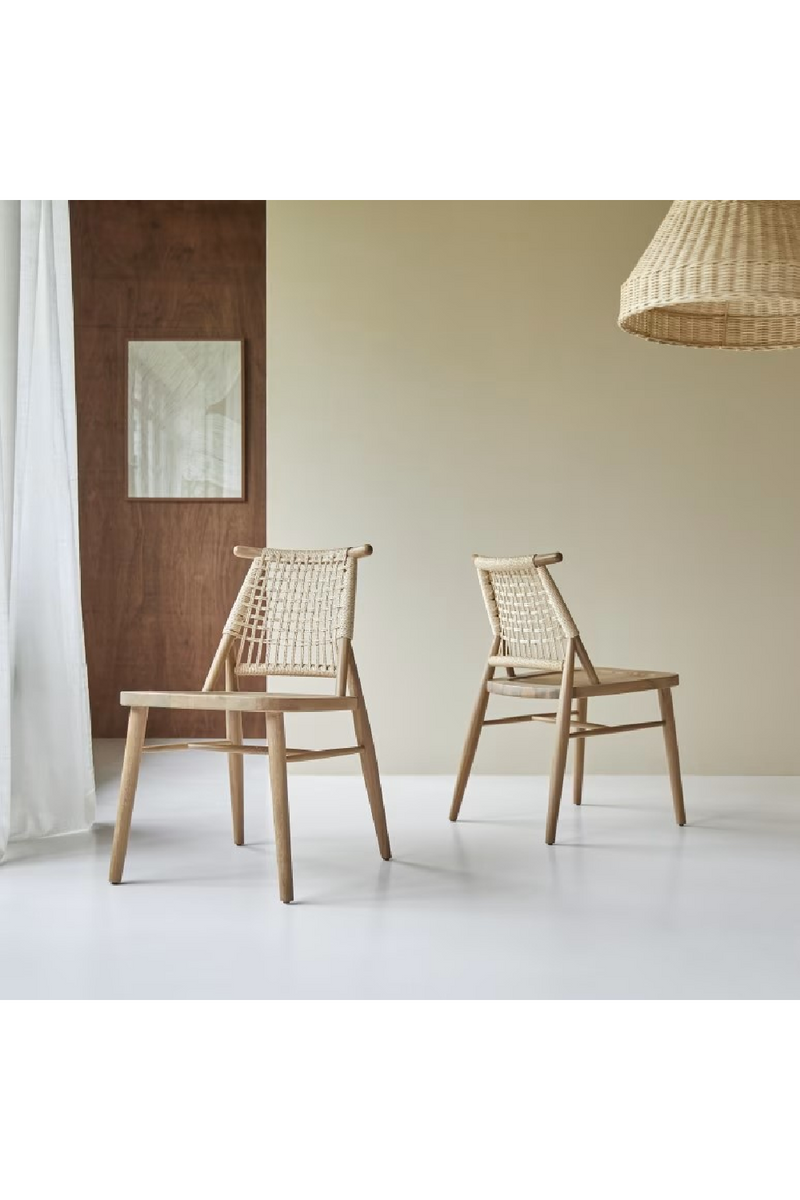 Woven Backrest Dining Chair Set (2) | Tikamoon Arturo  | Woodfurniture.com