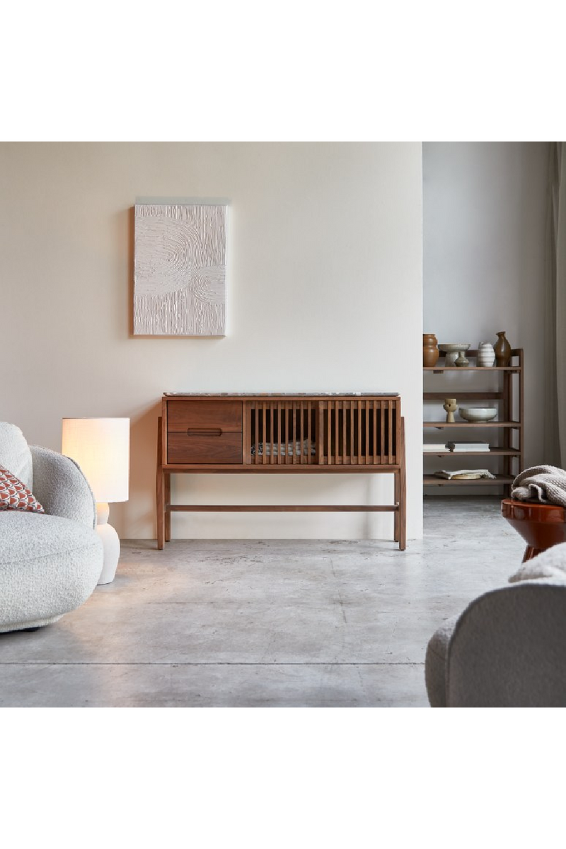 Solid Walnut Slatted Console Table | Tikamoon Isaure | Woodfurniture.com