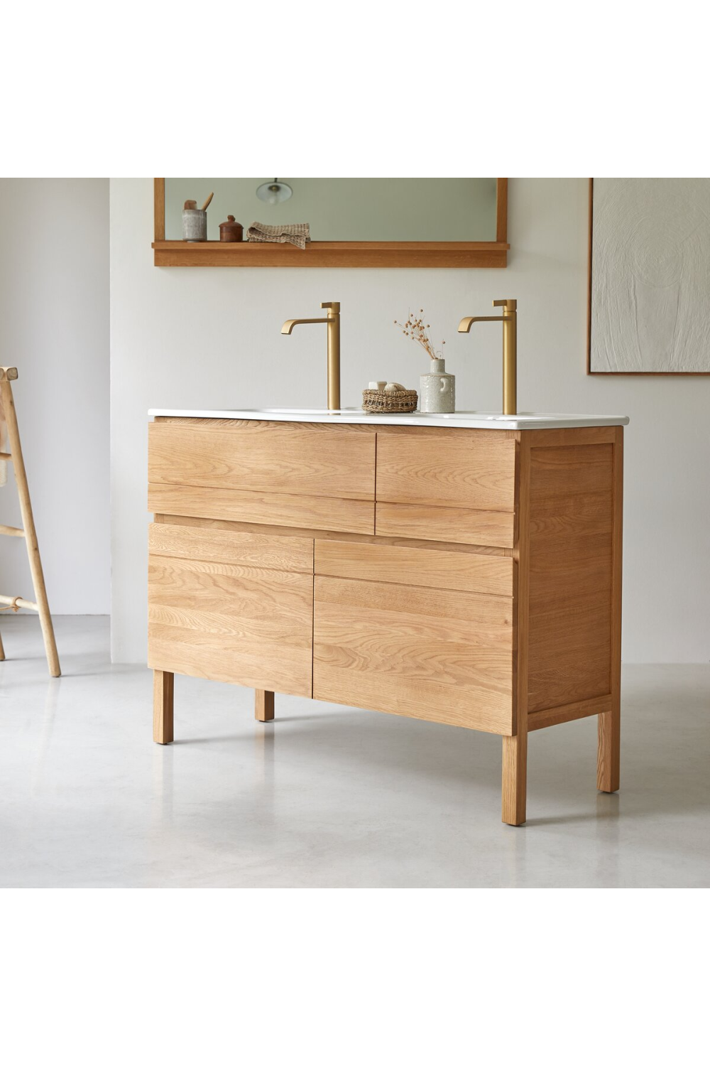 Oak and Ceramic Modern Vanity Unit | Tikamoon Easy | Woodfurniture.com