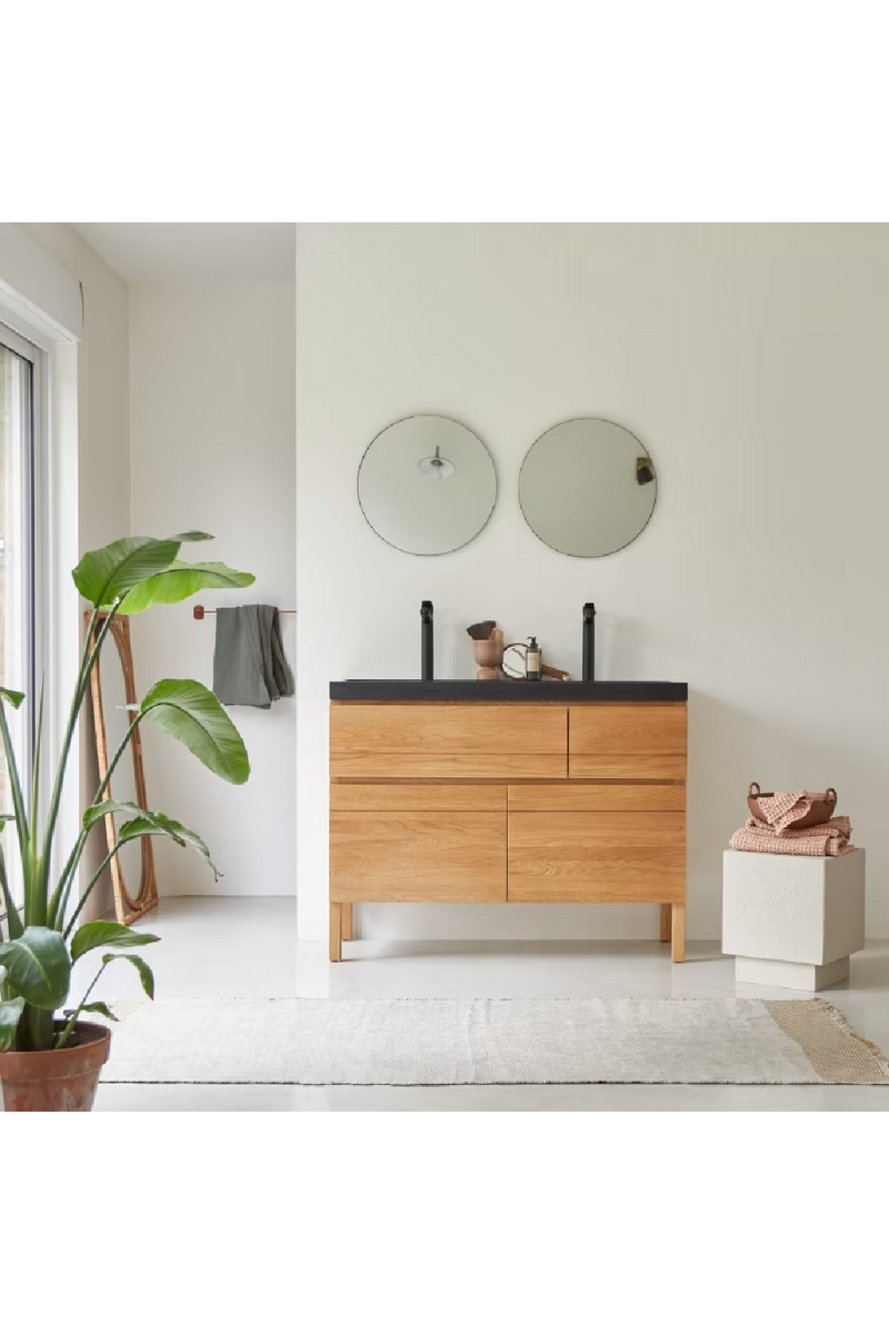 Modern Oak and Lava Stone Vanity Unit | Tikamoon Easy | Woodfurniture.com