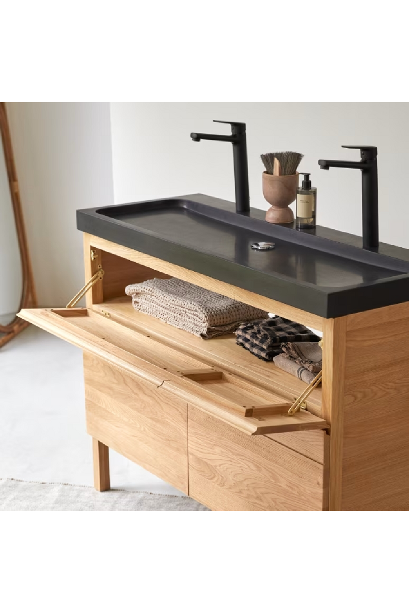 Modern Oak and Lava Stone Vanity Unit | Tikamoon Easy | Woodfurniture.com