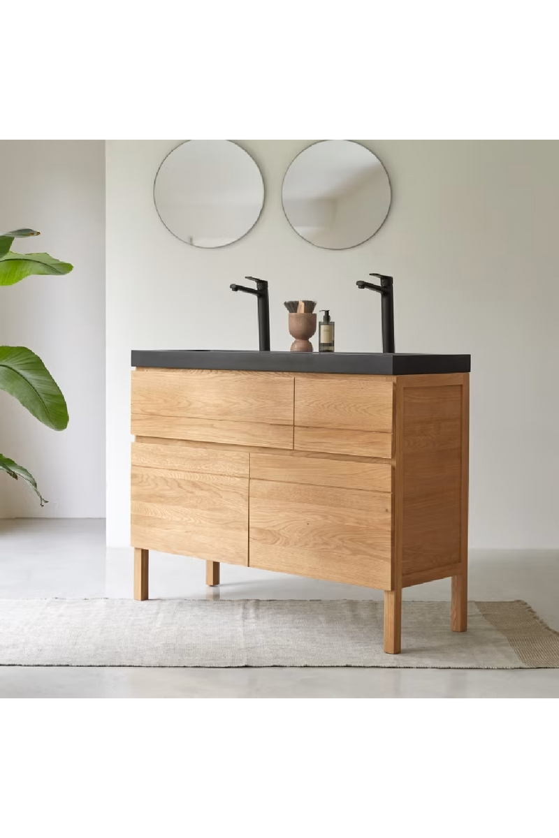 Modern Oak and Lava Stone Vanity Unit | Tikamoon Easy | Woodfurniture.com