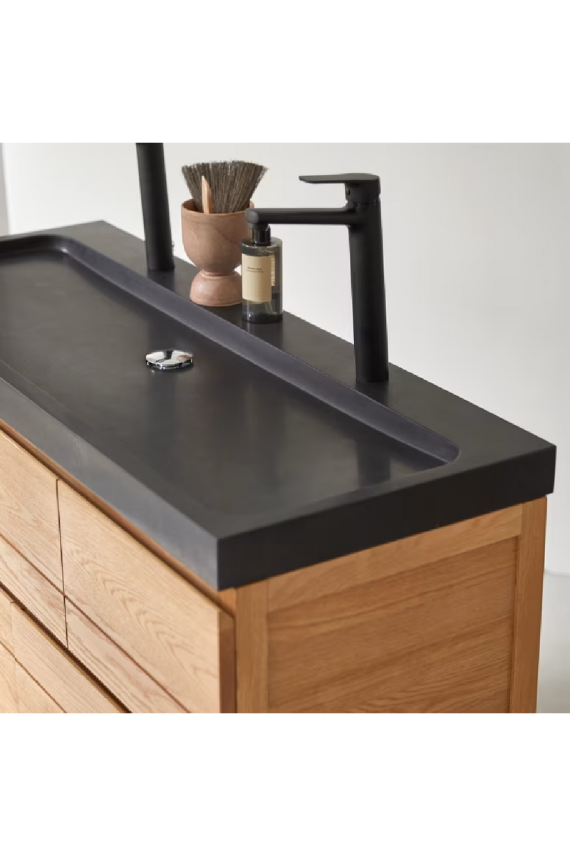 Modern Oak and Lava Stone Vanity Unit | Tikamoon Easy | Woodfurniture.com