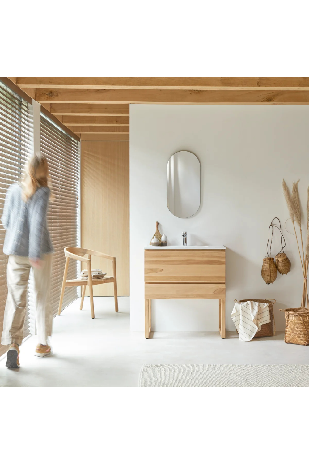 Ceramic Sink Bathroom Cabinet | Tikamoon Edgar | Woodfurniture.com