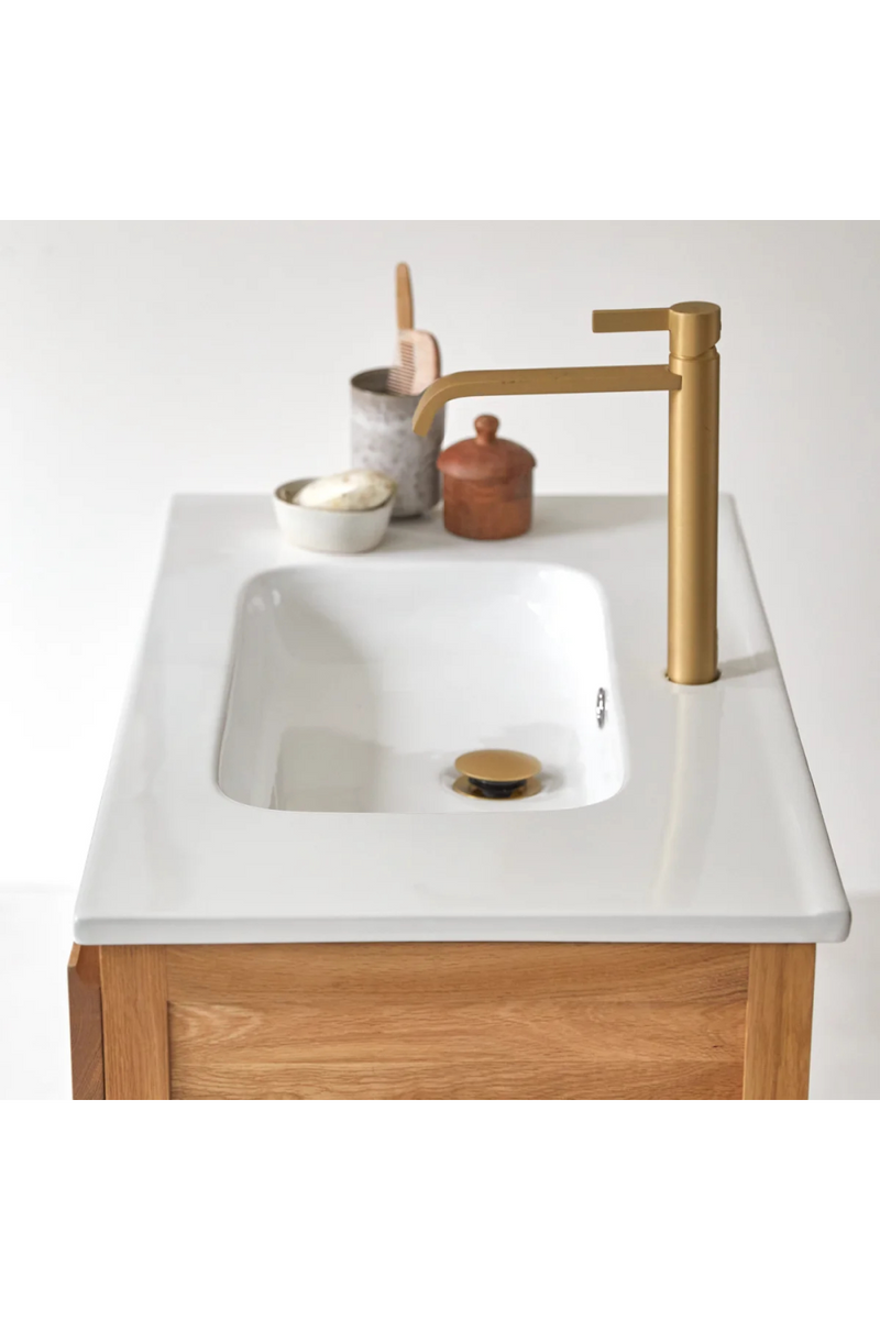 Solid oak and ceramic bathroom cabinet 120 cm Easy - Bathroom