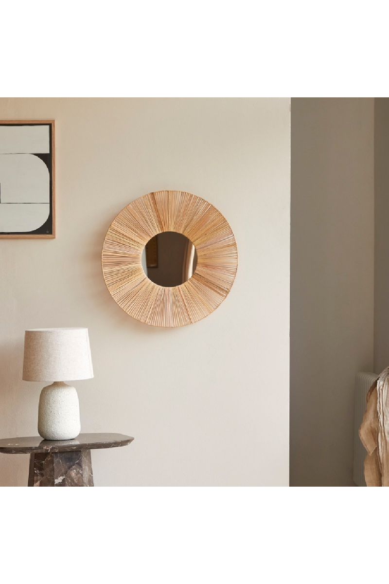 Natural Fiber Round Mirror | Tikamoon Iris | Woodfurniture.com