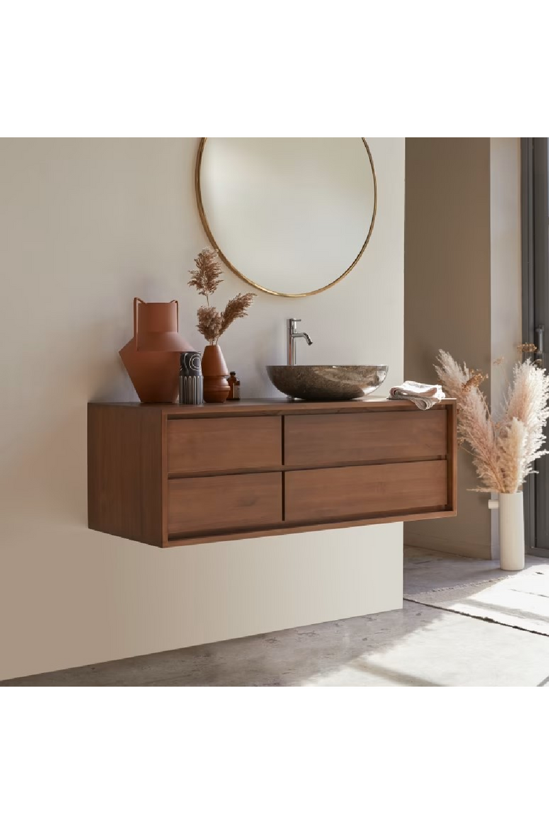 Teak Wall Mounted Vanity Unit | Tikamoon Parker | Woodfurniture.com