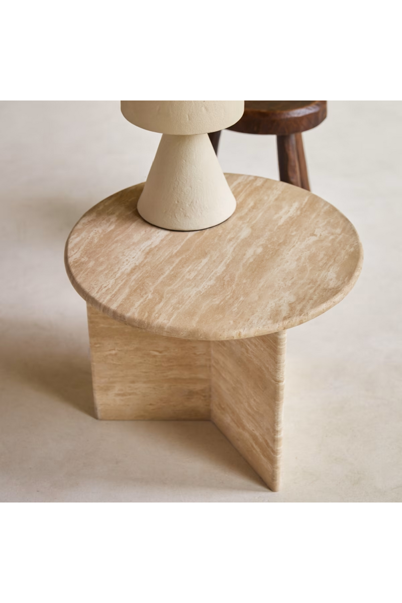 Varnished Travertine End Table | Tikamoon Sarah | Oroatrade.com