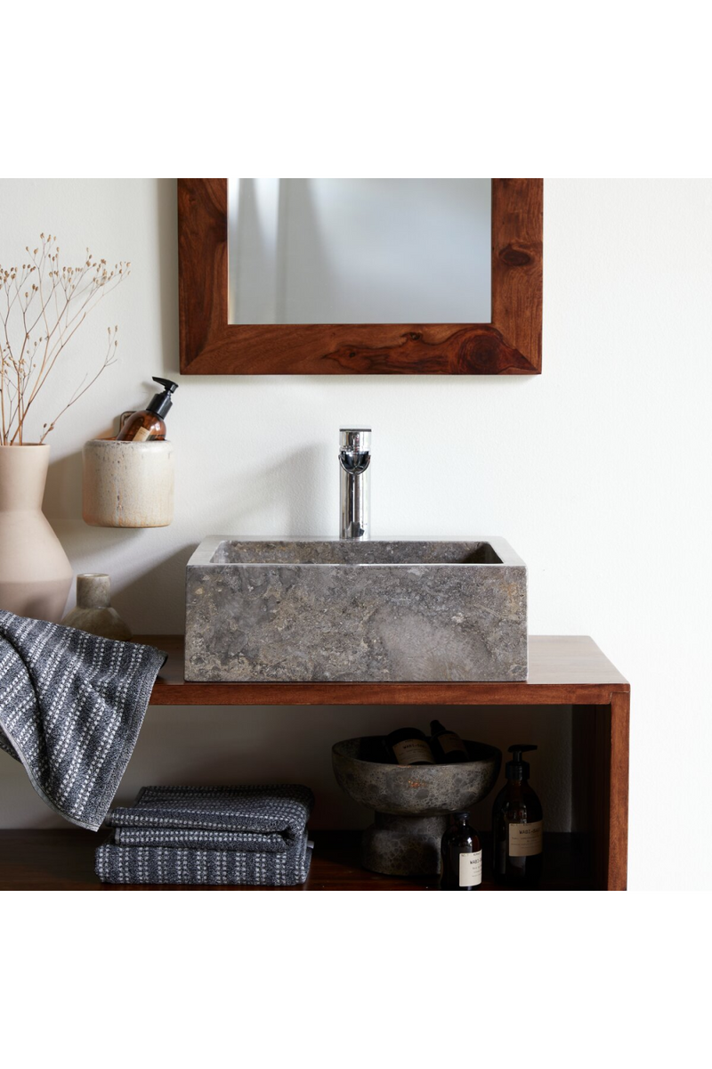 Gray Marble Bathroom Sink | Tikamoon Slats | Woodfurniture.com