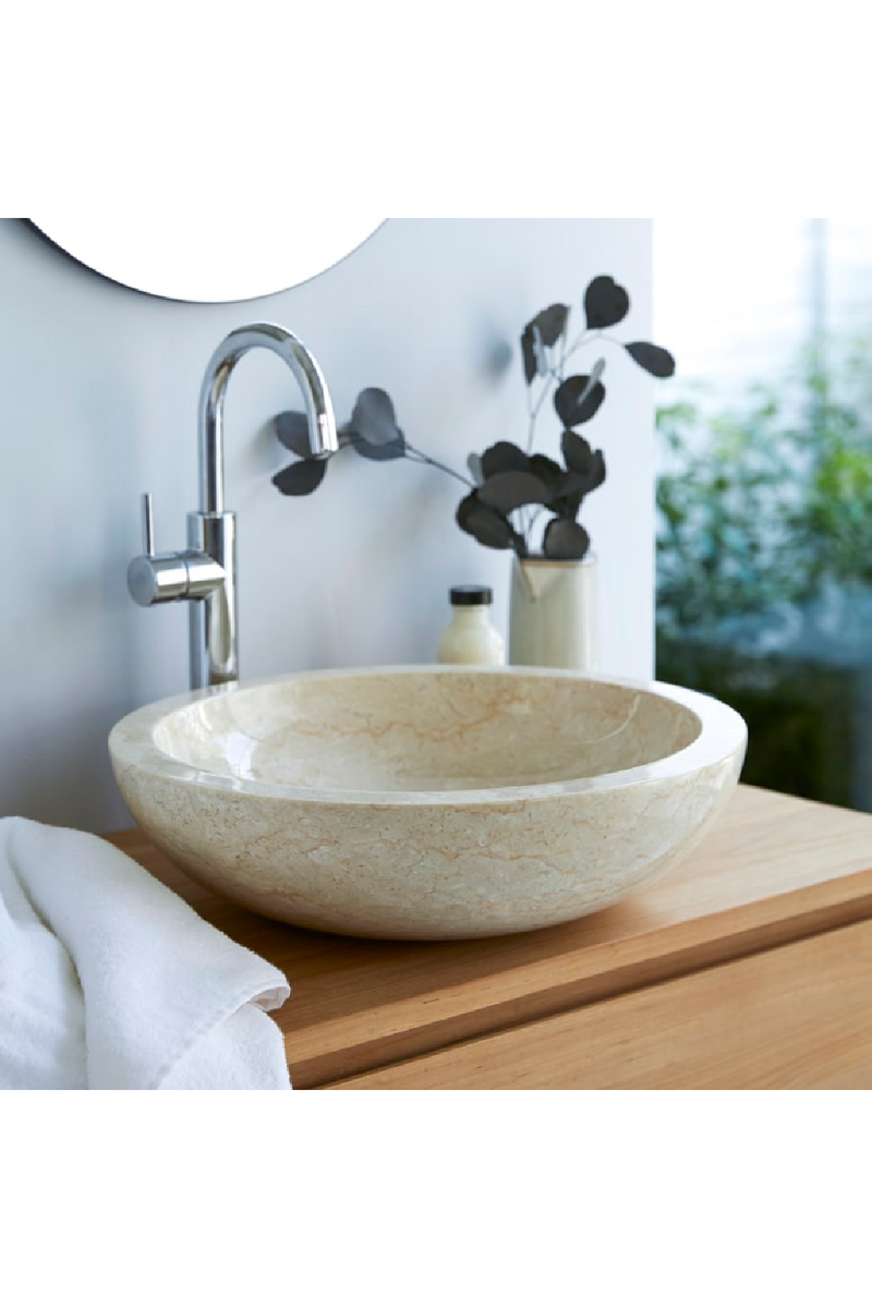 Cream Marble Bathroom Sink | Tikamoon Calypso | Woodfurniture.com