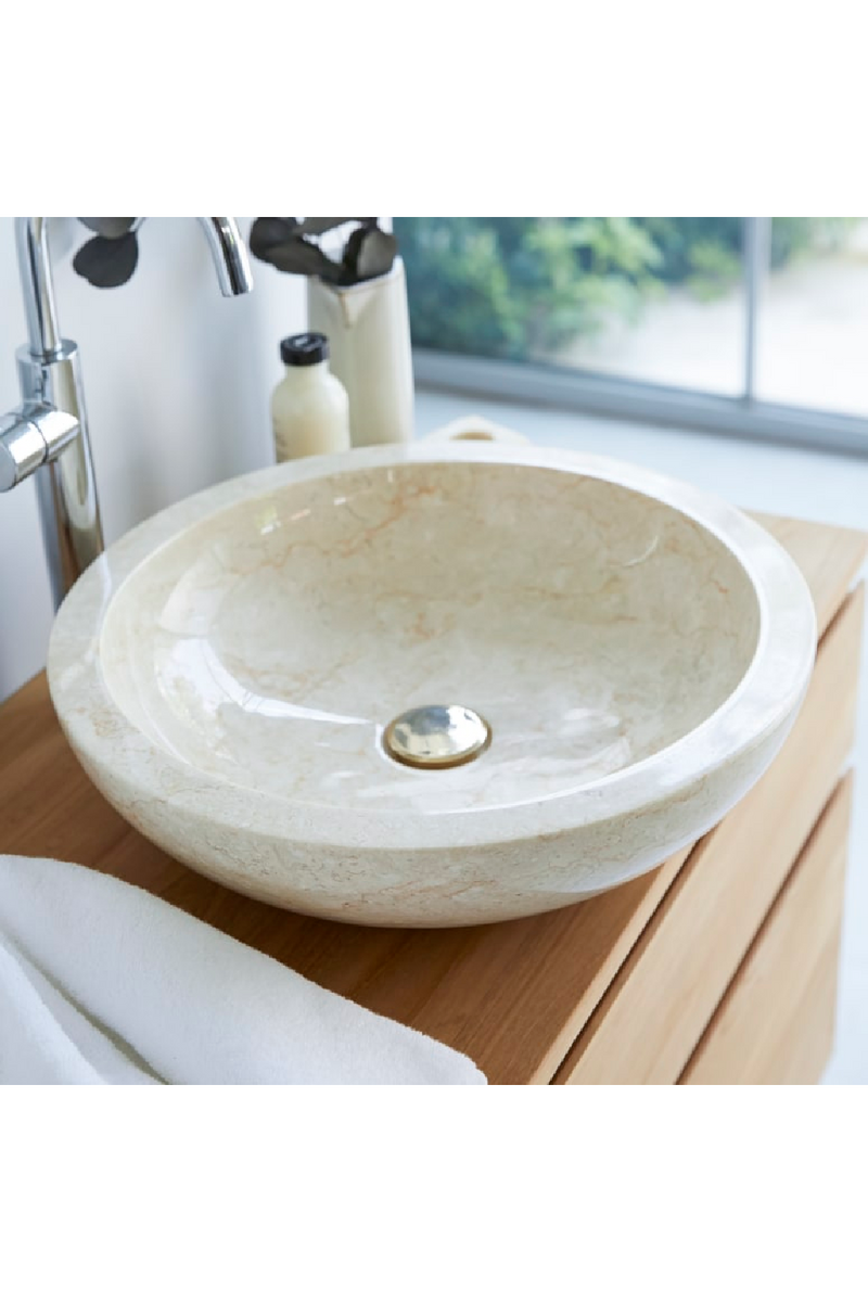 Cream Marble Bathroom Sink | Tikamoon Calypso | Woodfurniture.com