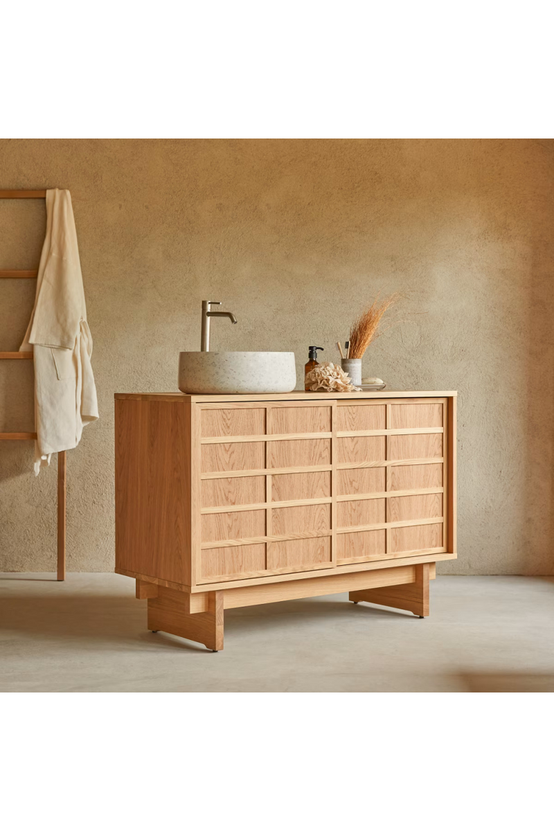 Solid Oak Japandi Bathroom Cabinet | Tikamoon Miu | Oroatrade.com