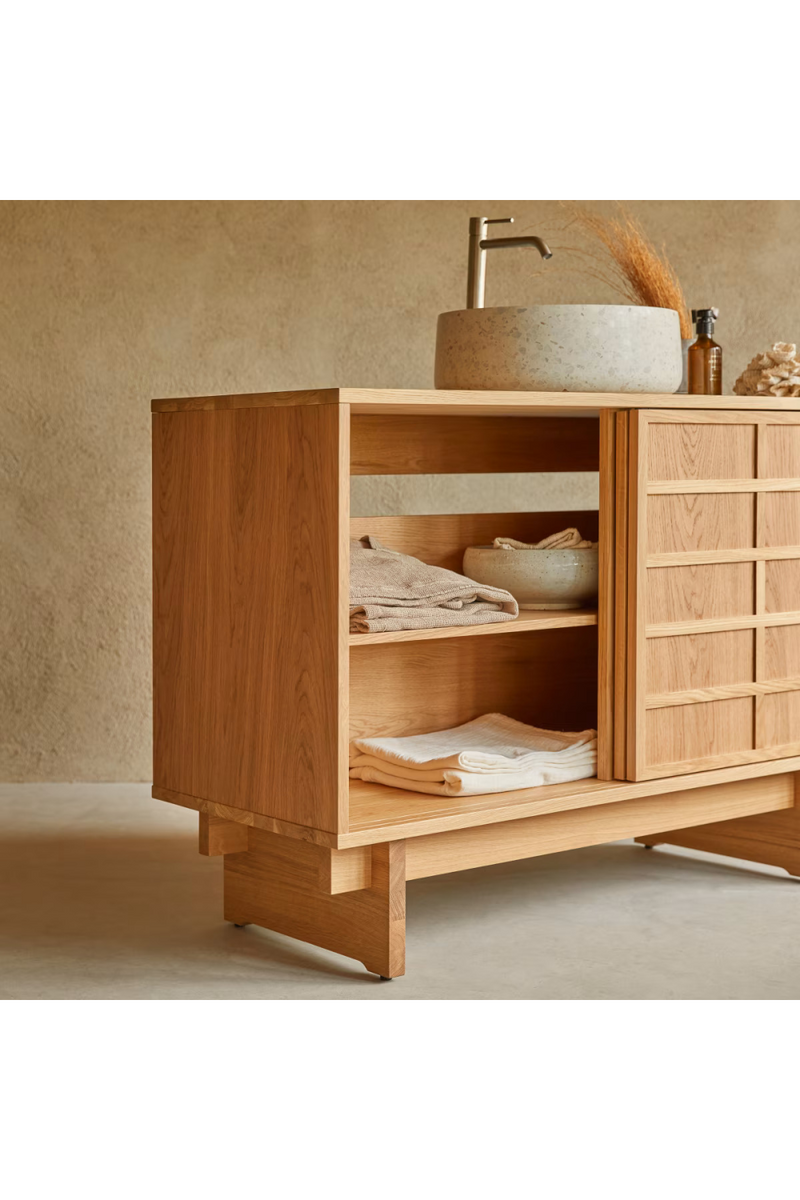 Solid Oak Japandi Bathroom Cabinet | Tikamoon Miu | Oroatrade.com