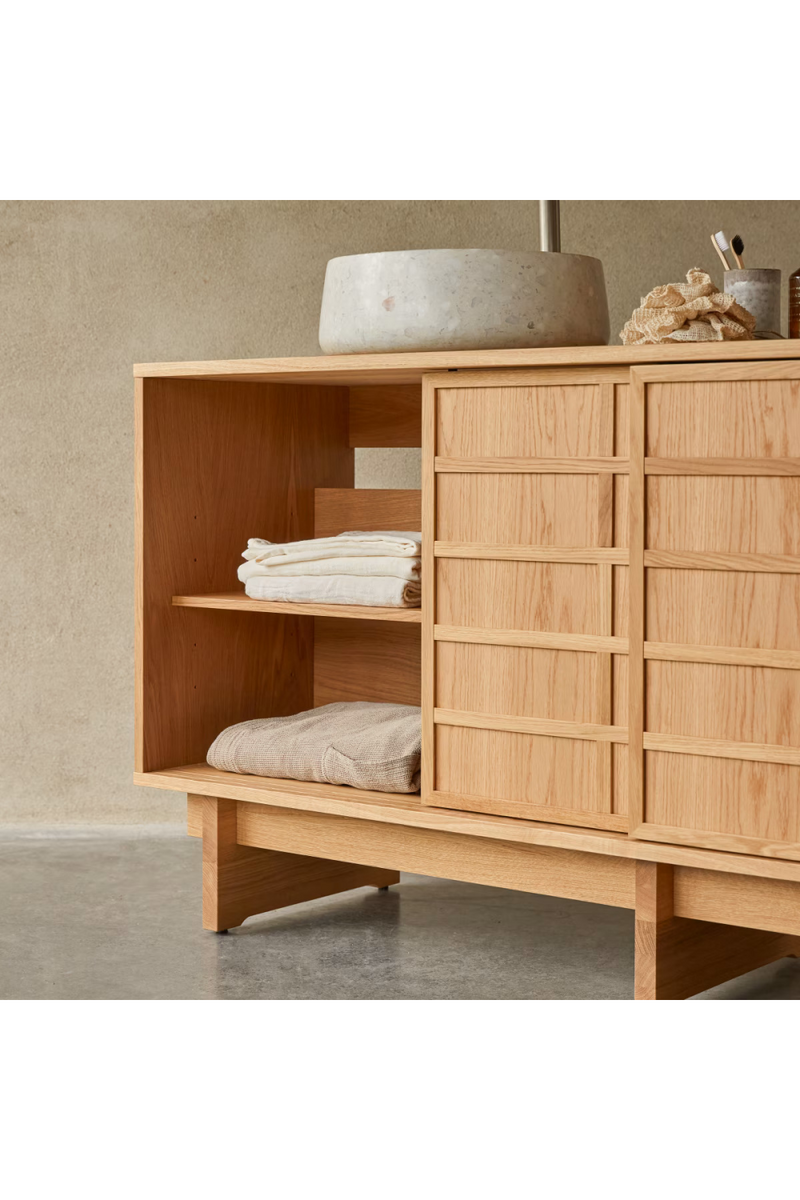 Solid Oak Japandi Bathroom Cabinet | Tikamoon Miu | Oroatrade.com