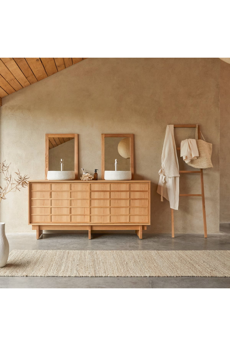 Solid Oak Japandi Bathroom Cabinet | Tikamoon Miu | Oroatrade.com