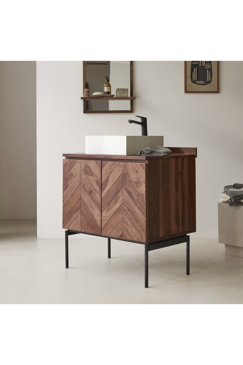 Solid Sheesham Chevron Vanity Unit | Tikamoon Ismaël | Woodfurniture.com