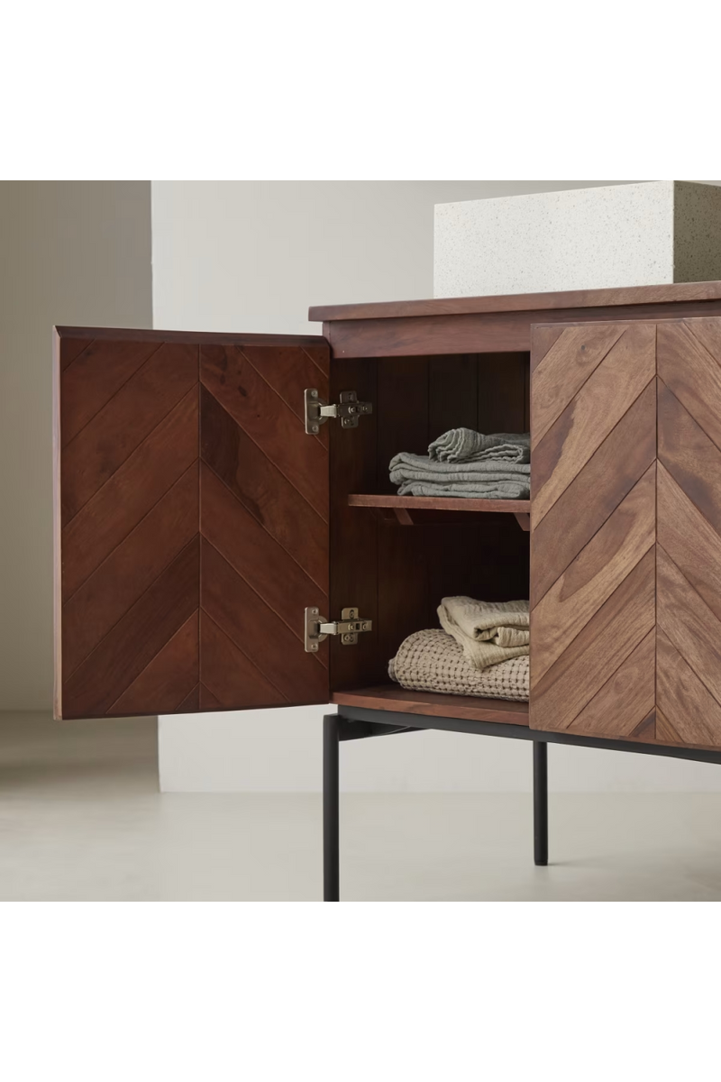 Solid Sheesham Chevron Vanity Unit | Tikamoon Ismaël | Woodfurniture.com