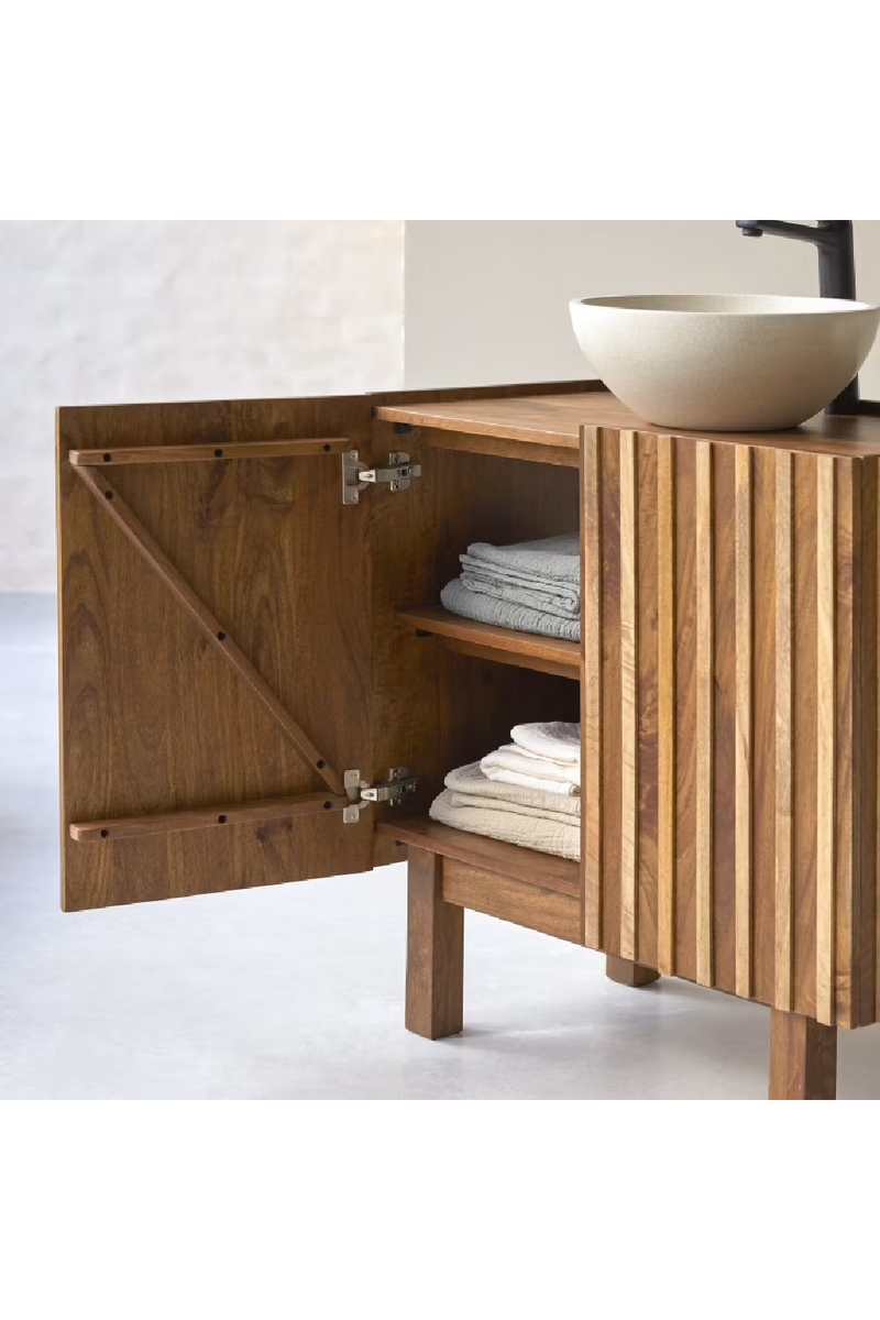 Slatted Mango Wood Vanity Unit | Tikamoon Milo | Woodfurniture.com