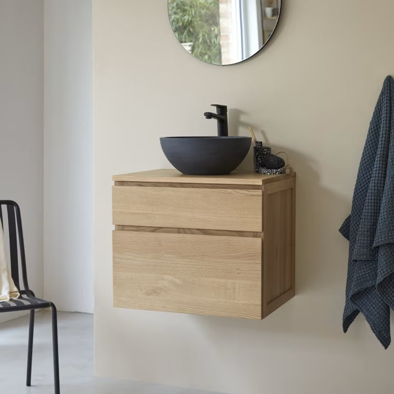 Oak Wall-Mounted Vanity Unit | Tikamoon Jacob | Woodfurniture.com