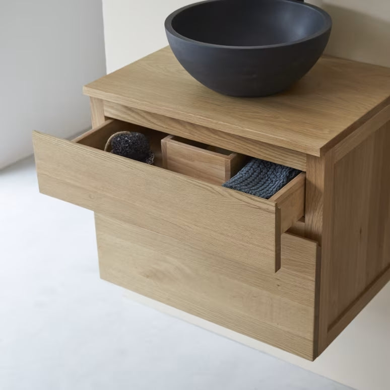 Oak Wall-Mounted Vanity Unit | Tikamoon Jacob | Woodfurniture.com