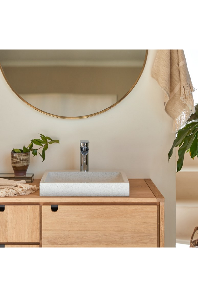 White Terrazzo Square Bathroom Sink | Tikamoon Timon | Woodfurniture.com