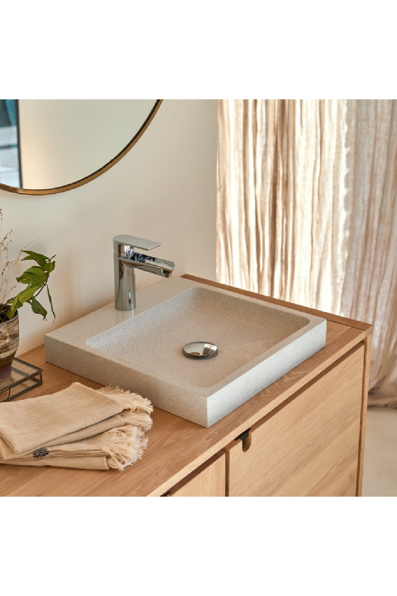 White Terrazzo Square Bathroom Sink | Tikamoon Timon | Woodfurniture.com