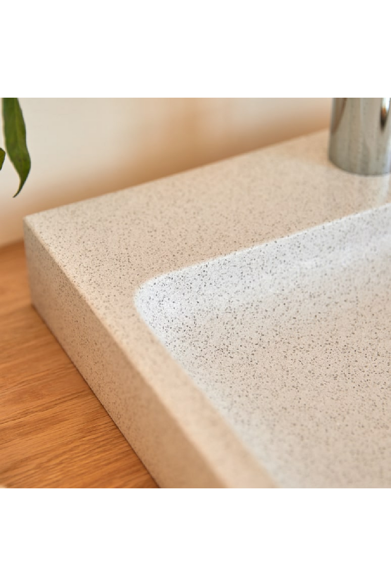 White Terrazzo Square Bathroom Sink | Tikamoon Timon | Woodfurniture.com