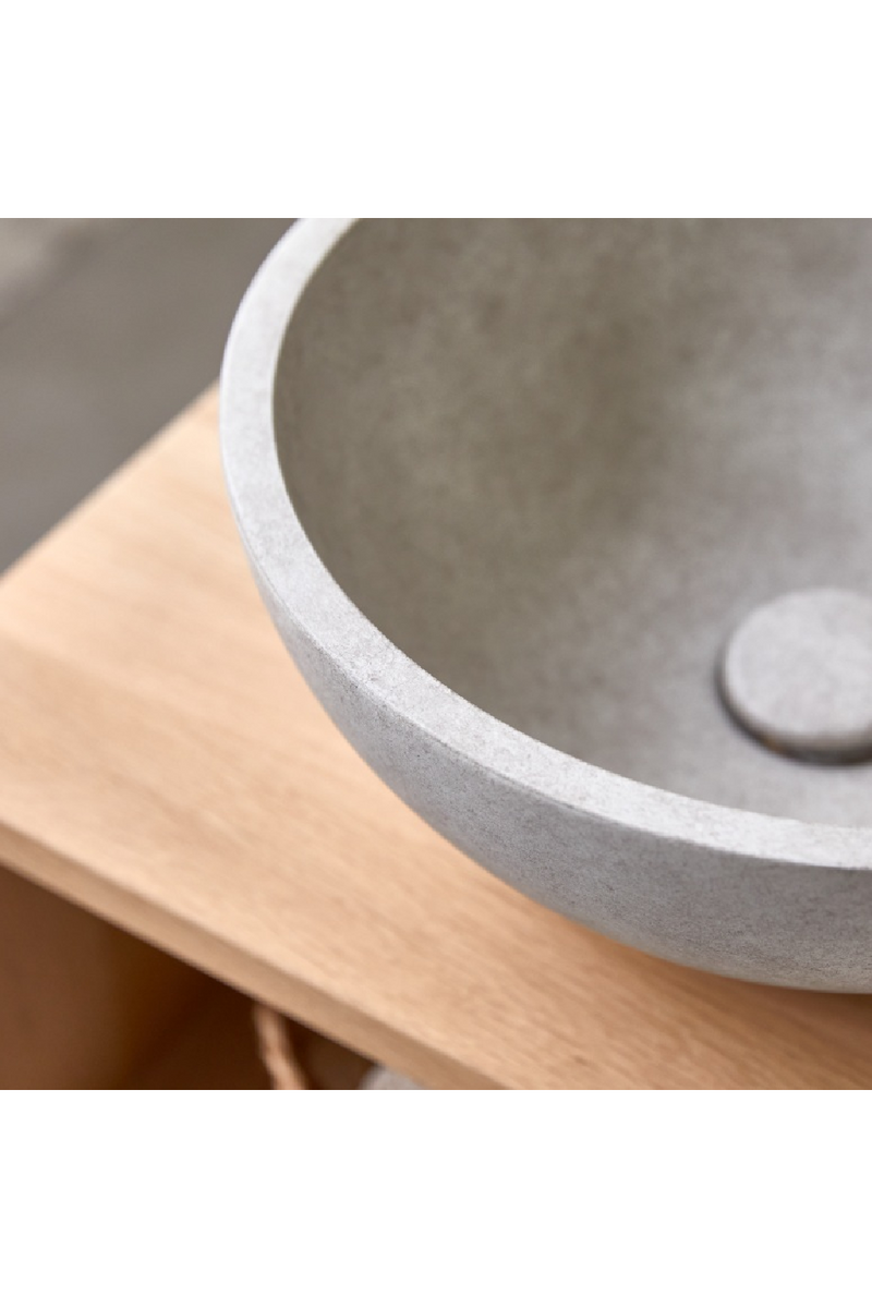 Round Gray Concrete Bathroom Sink | Tikamoon Micha | Woodfurniture.com