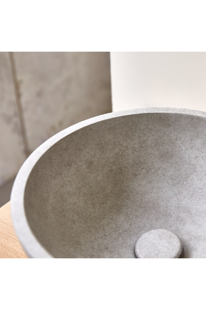 Round Gray Concrete Bathroom Sink | Tikamoon Micha | Woodfurniture.com