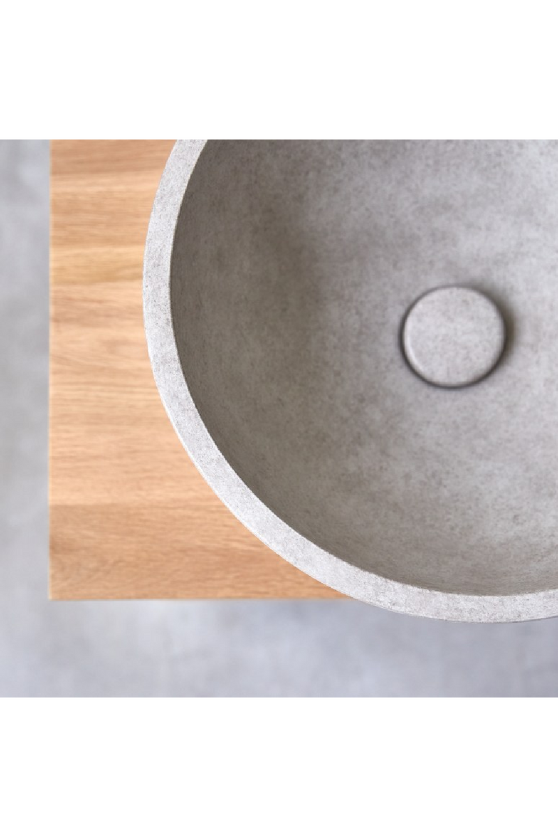 Round Gray Concrete Bathroom Sink | Tikamoon Micha | Woodfurniture.com