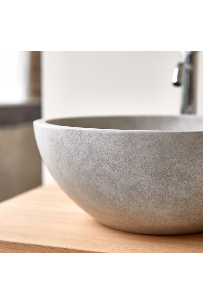 Round Gray Concrete Bathroom Sink | Tikamoon Micha | Woodfurniture.com