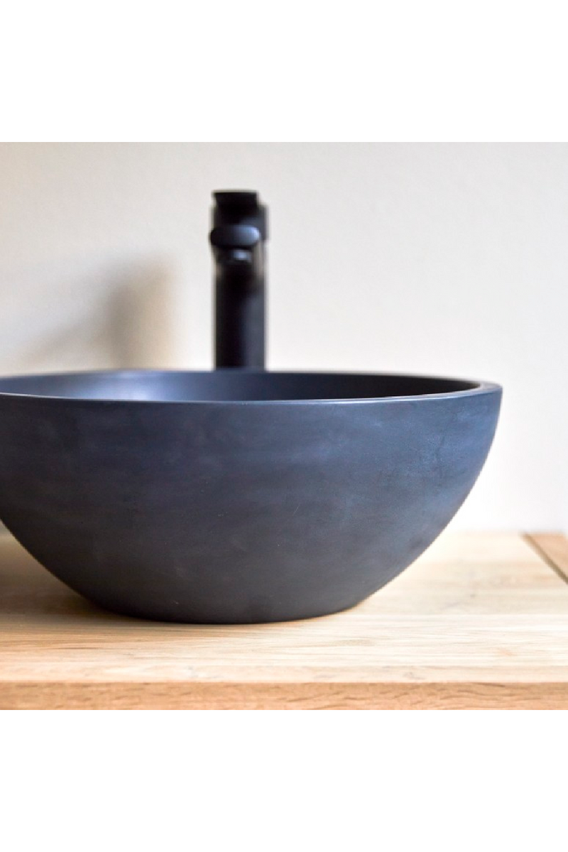 Round Black Terrazzo Bathroom Sink | Tikamoon Micha | Woodfurniture.com