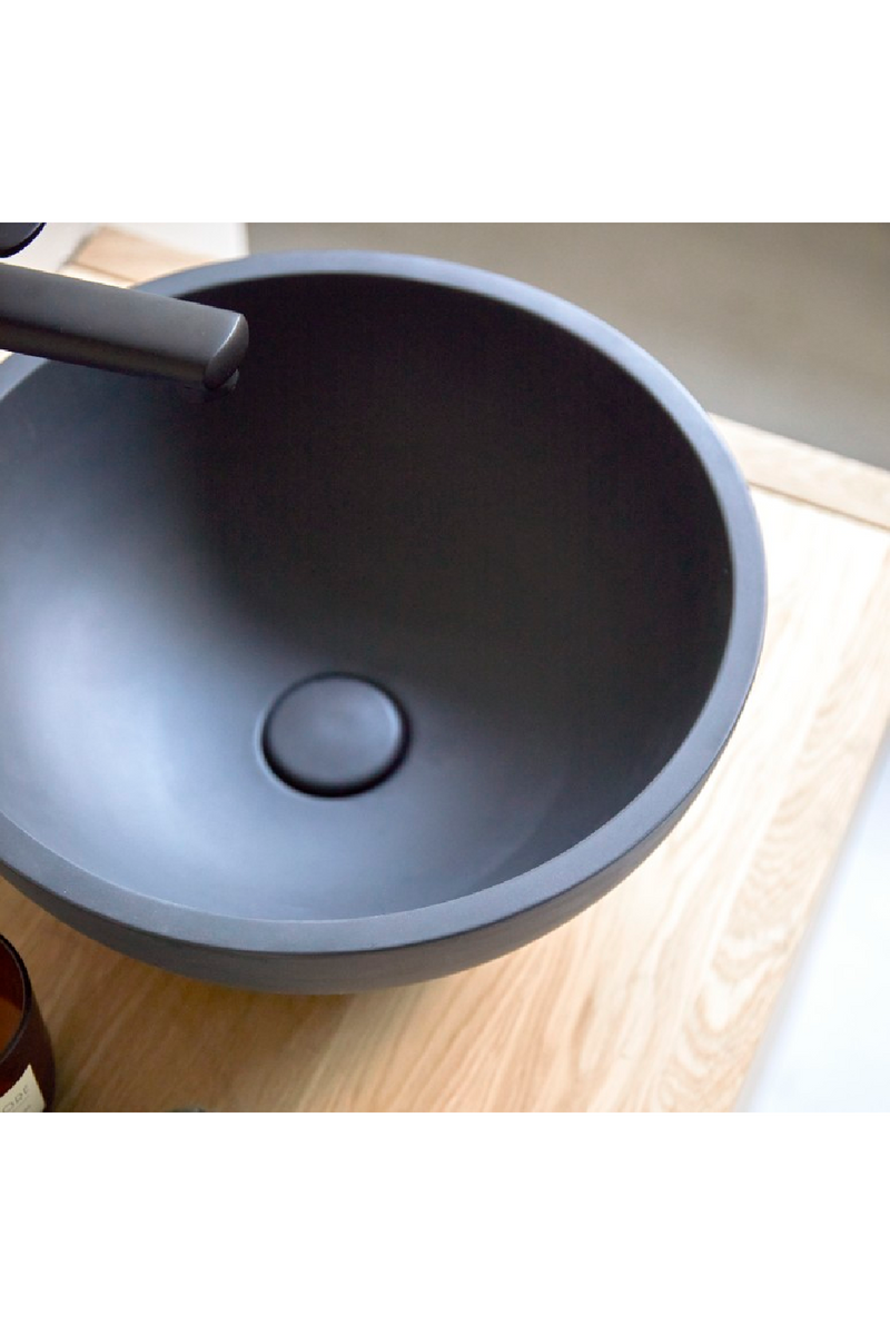 Round Black Terrazzo Bathroom Sink | Tikamoon Micha | Woodfurniture.com