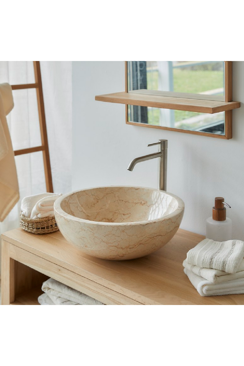 Cream Marble Round Sink | Tikamoon Ibyza | Woodfurniture.com