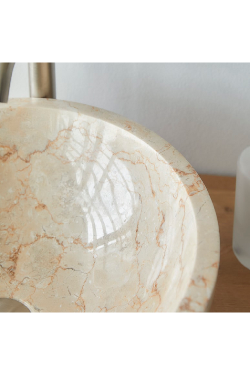 Cream Marble Round Sink | Tikamoon Ibyza | Woodfurniture.com