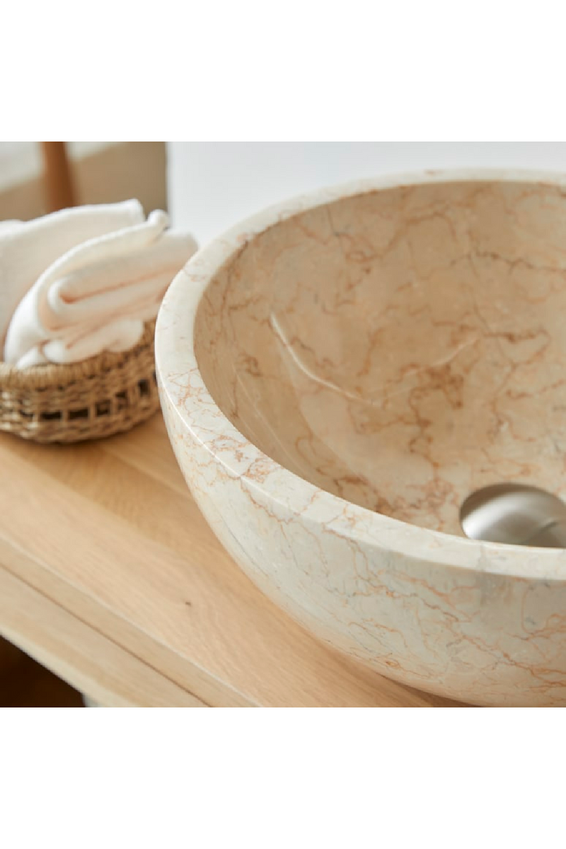 Cream Marble Round Sink | Tikamoon Ibyza | Woodfurniture.com