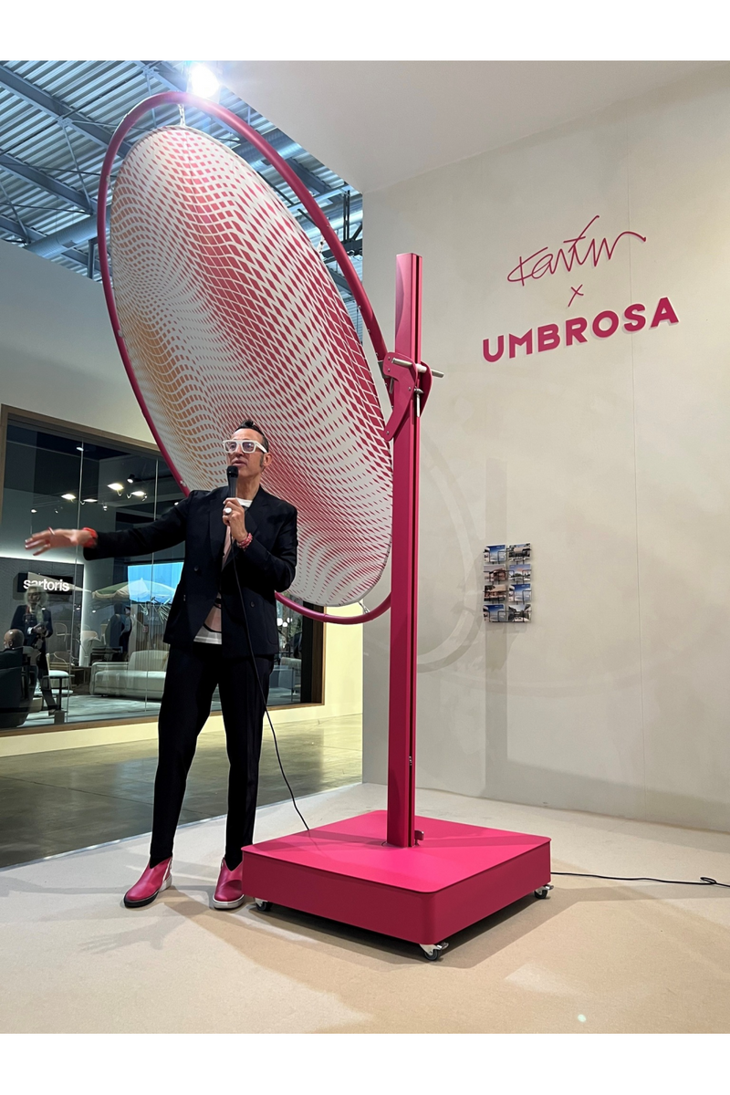 Sleek Round Pink Parasol (9'10") | Umbrosa Eclipsum UX by Karim Rashid | Woodfurniture.com