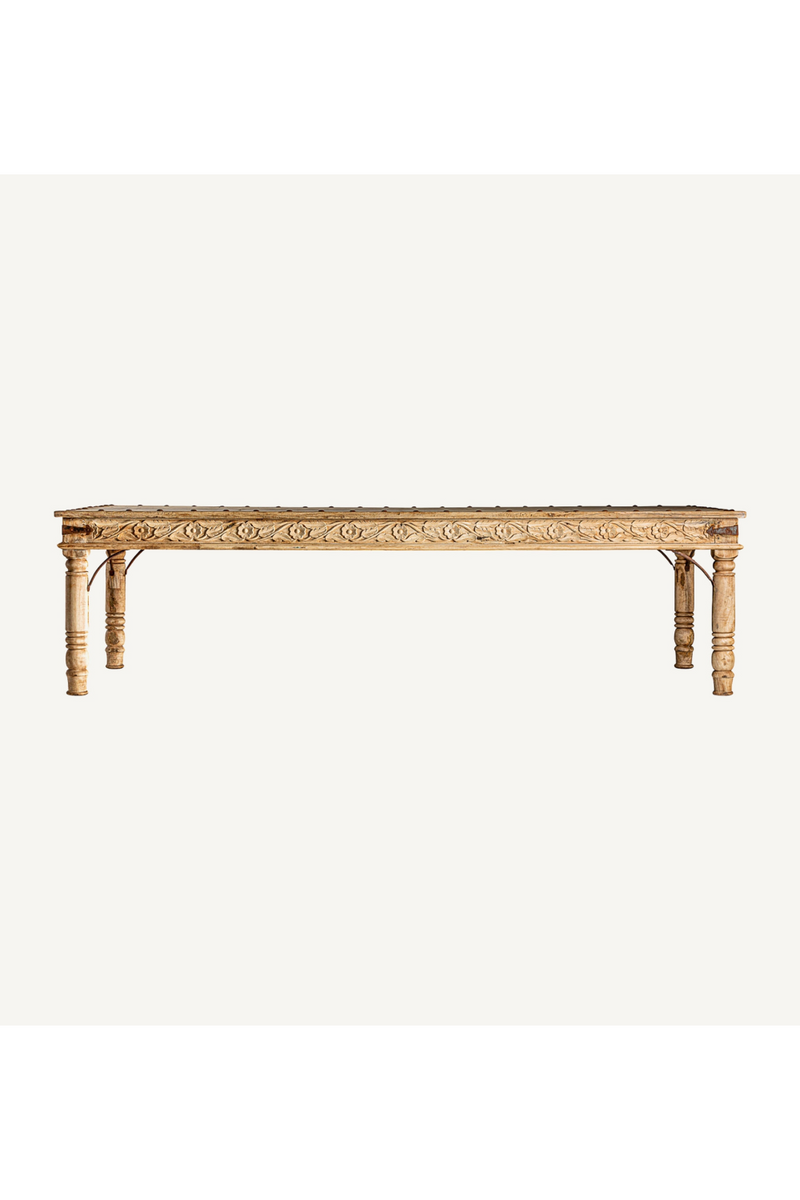 Floral Carved Wood Dining Table | Vical Home Kalyan | Woodfurniture.com