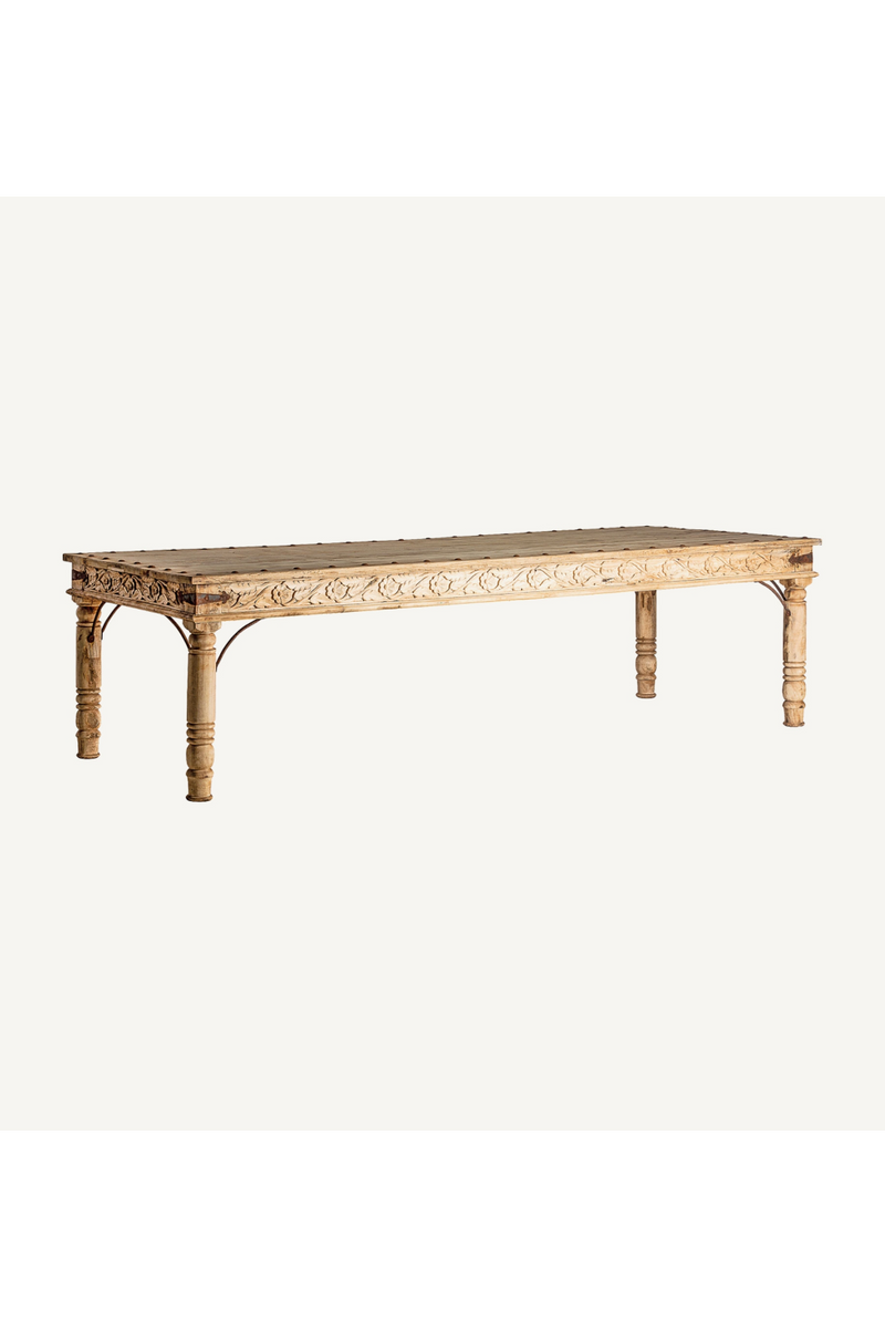 Floral Carved Wood Dining Table | Vical Home Kalyan | Woodfurniture.com