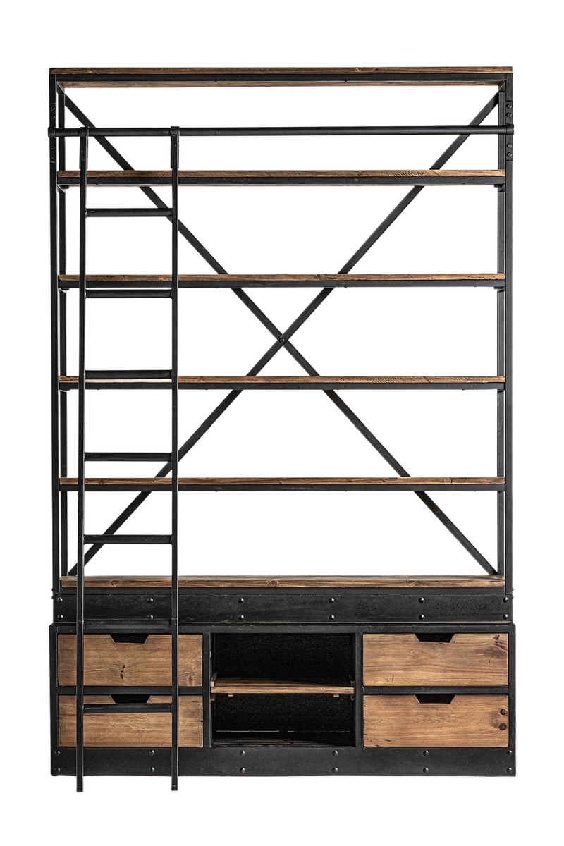 Iron Framed Bookcase with Ladder | Vical Home Ivalo | Oroatrade.com