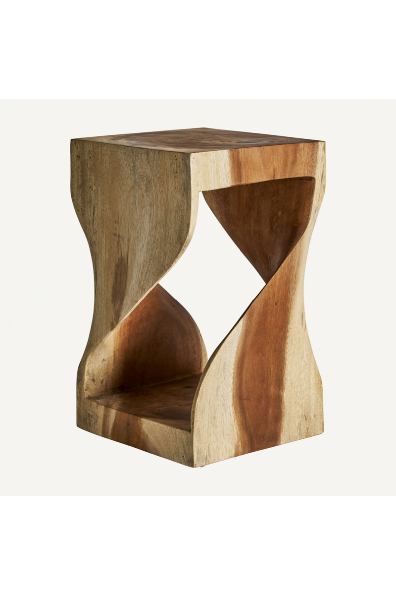 Acacia Wood Sculpted Side Table | Vical Home Maun | Woodfurniture.com