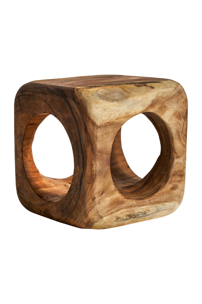 Wooden Cube Holed Stool | Vical Home Arusa | Woodfurniture.com