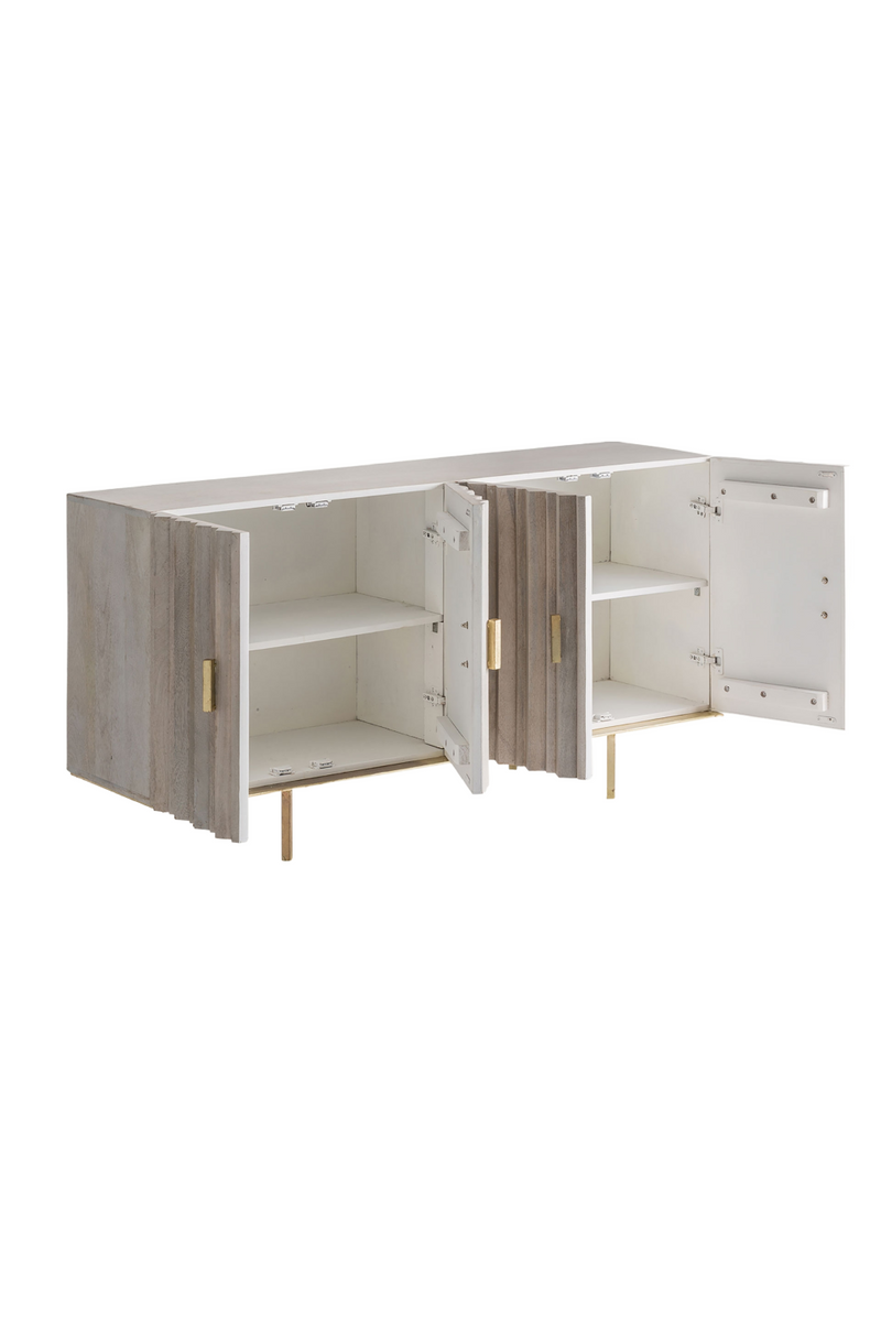 White Ridged 4-Door Sideboard | Vical Home Lure | Woodfurniture.com